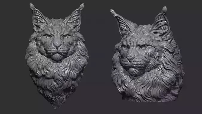 Maine Coon head 3D print model