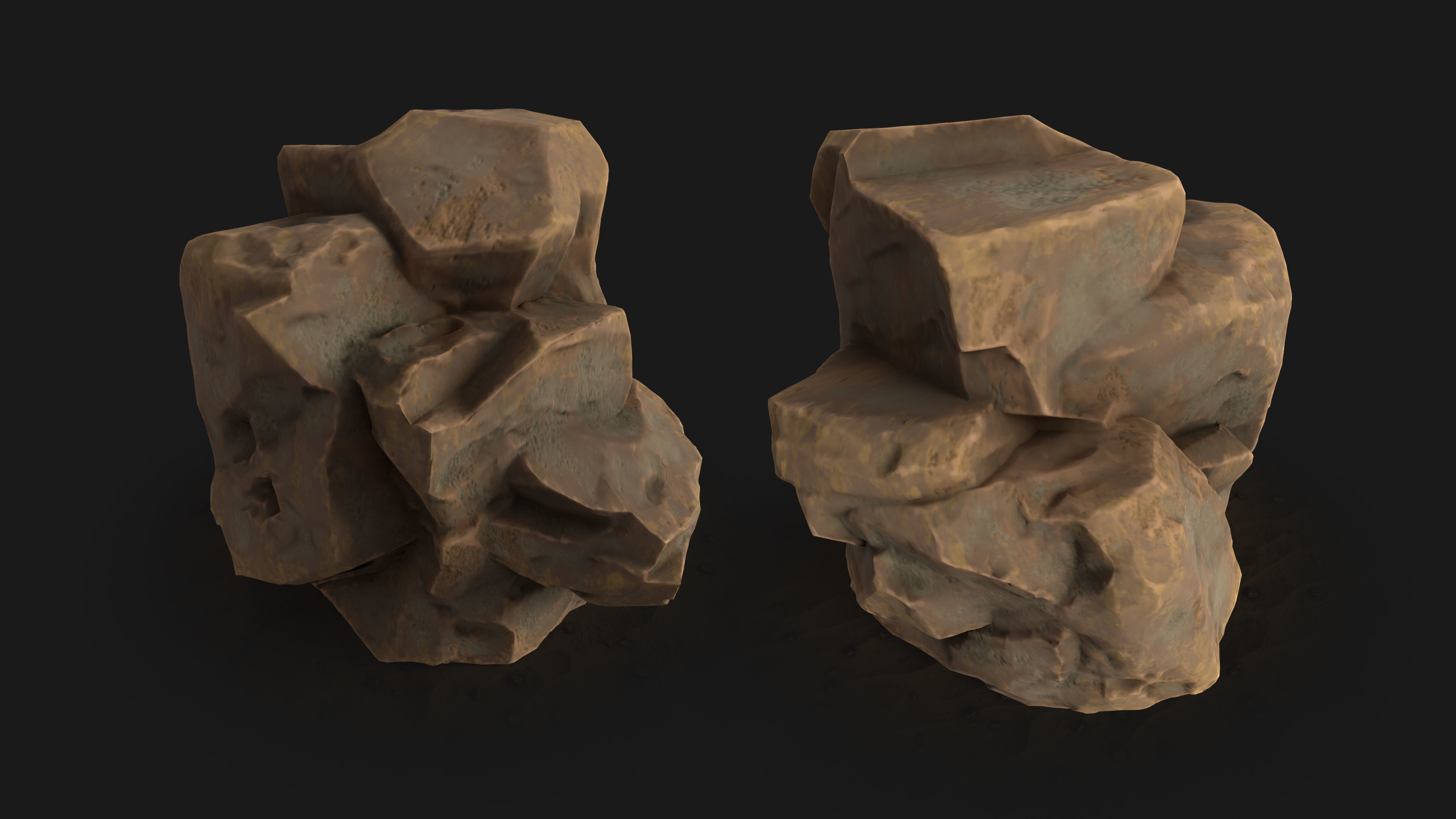 Game ready cliff rock asset Low-poly 3D model_7