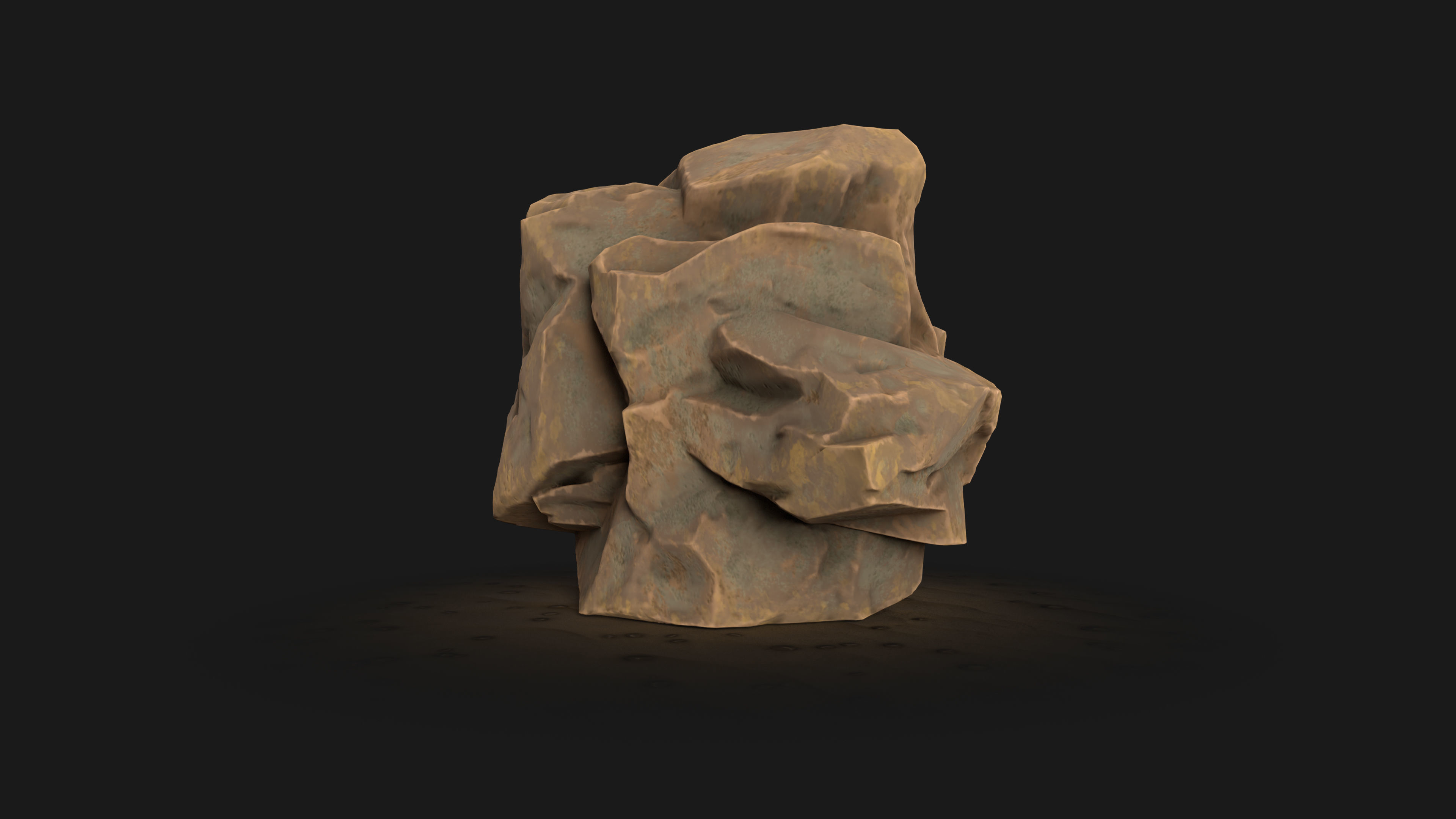 Game ready cliff rock asset Low-poly 3D model_5