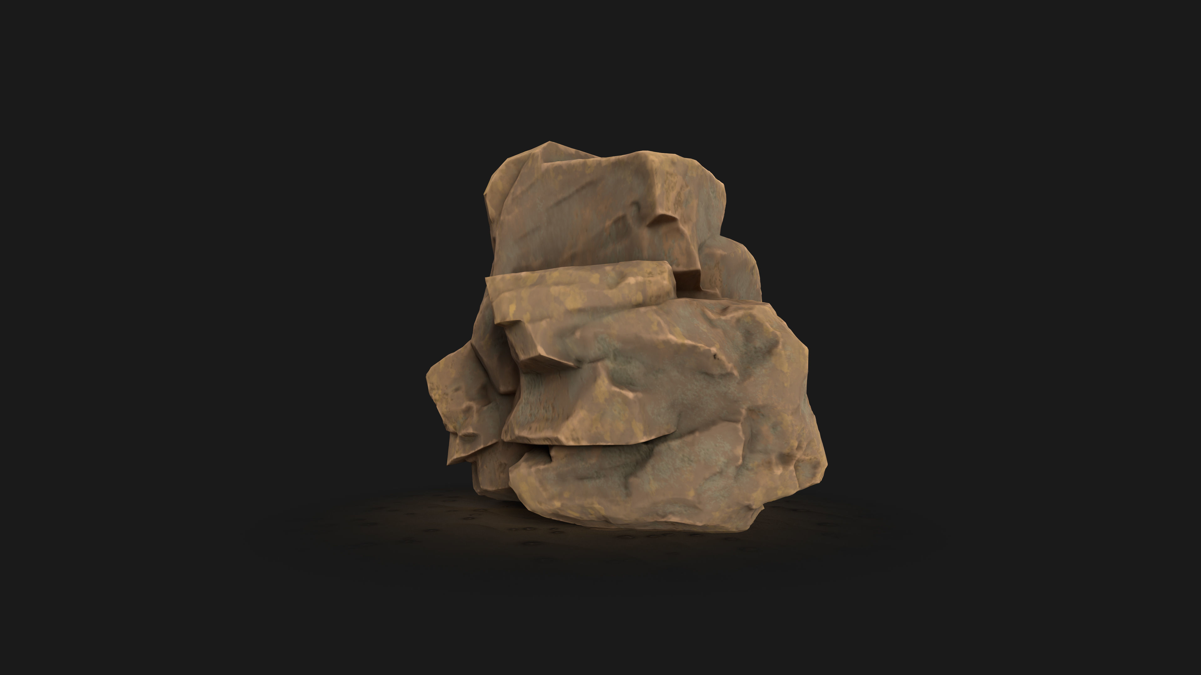 Game ready cliff rock asset Low-poly 3D model_4