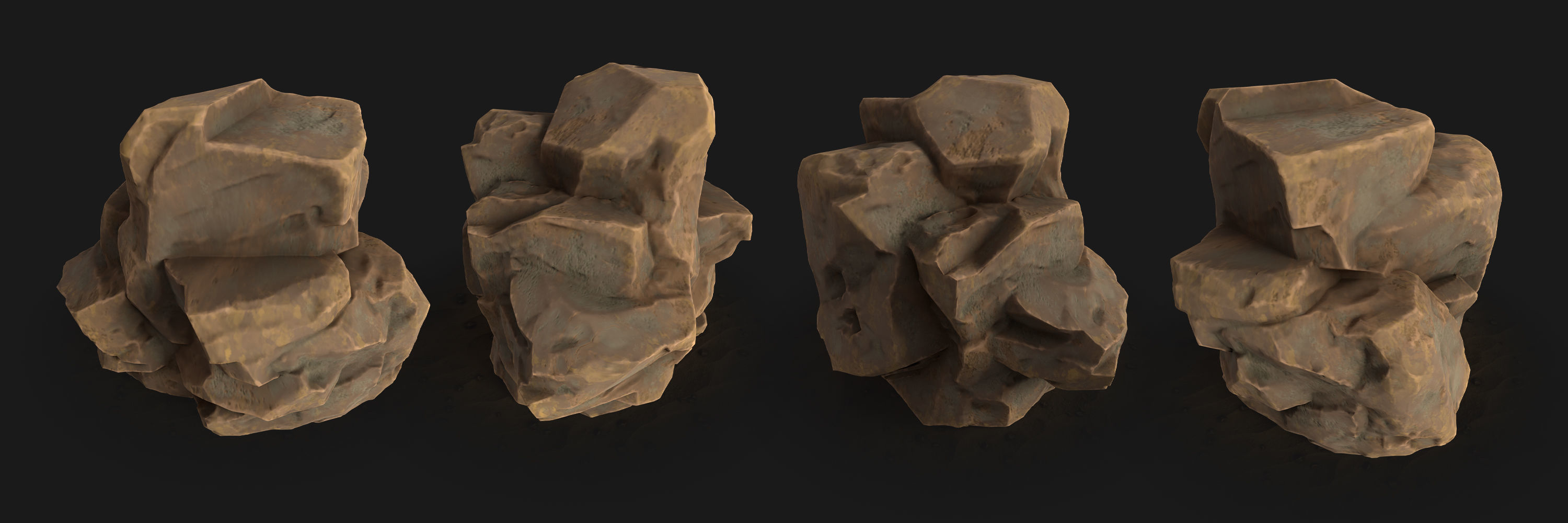 Game ready cliff rock asset Low-poly 3D model_2