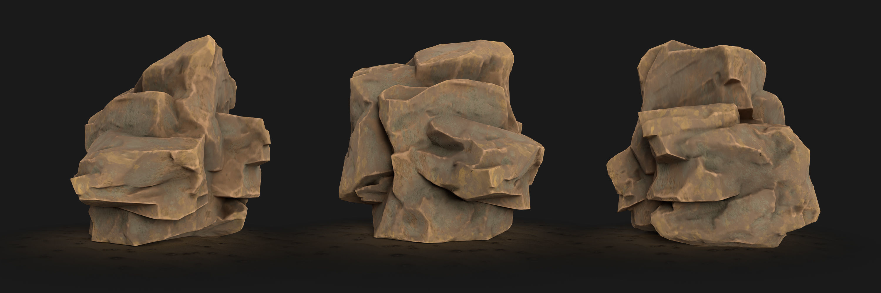 Game ready cliff rock asset Low-poly 3D model_1