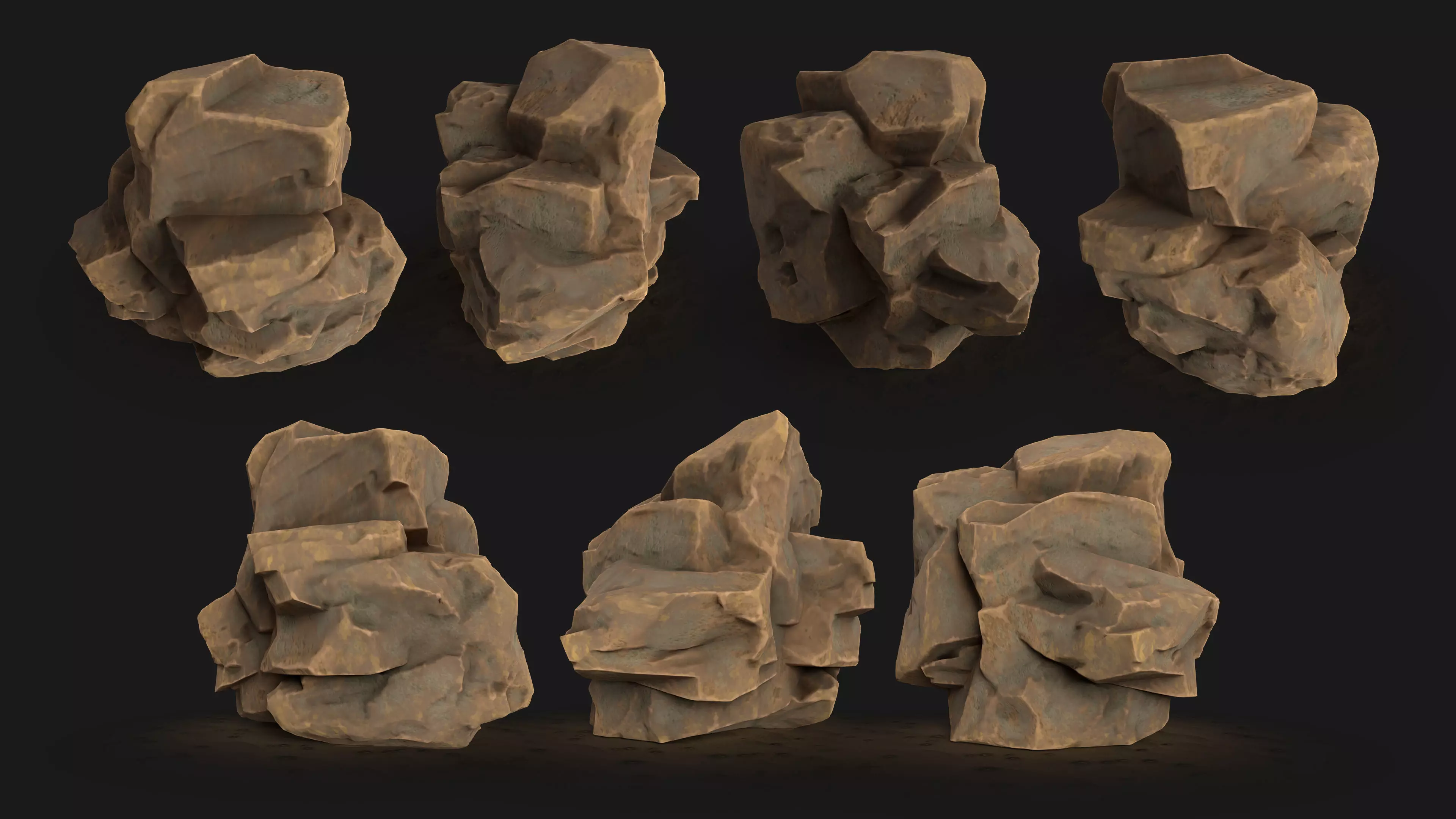 Game ready cliff rock asset Low-poly 3D model_0