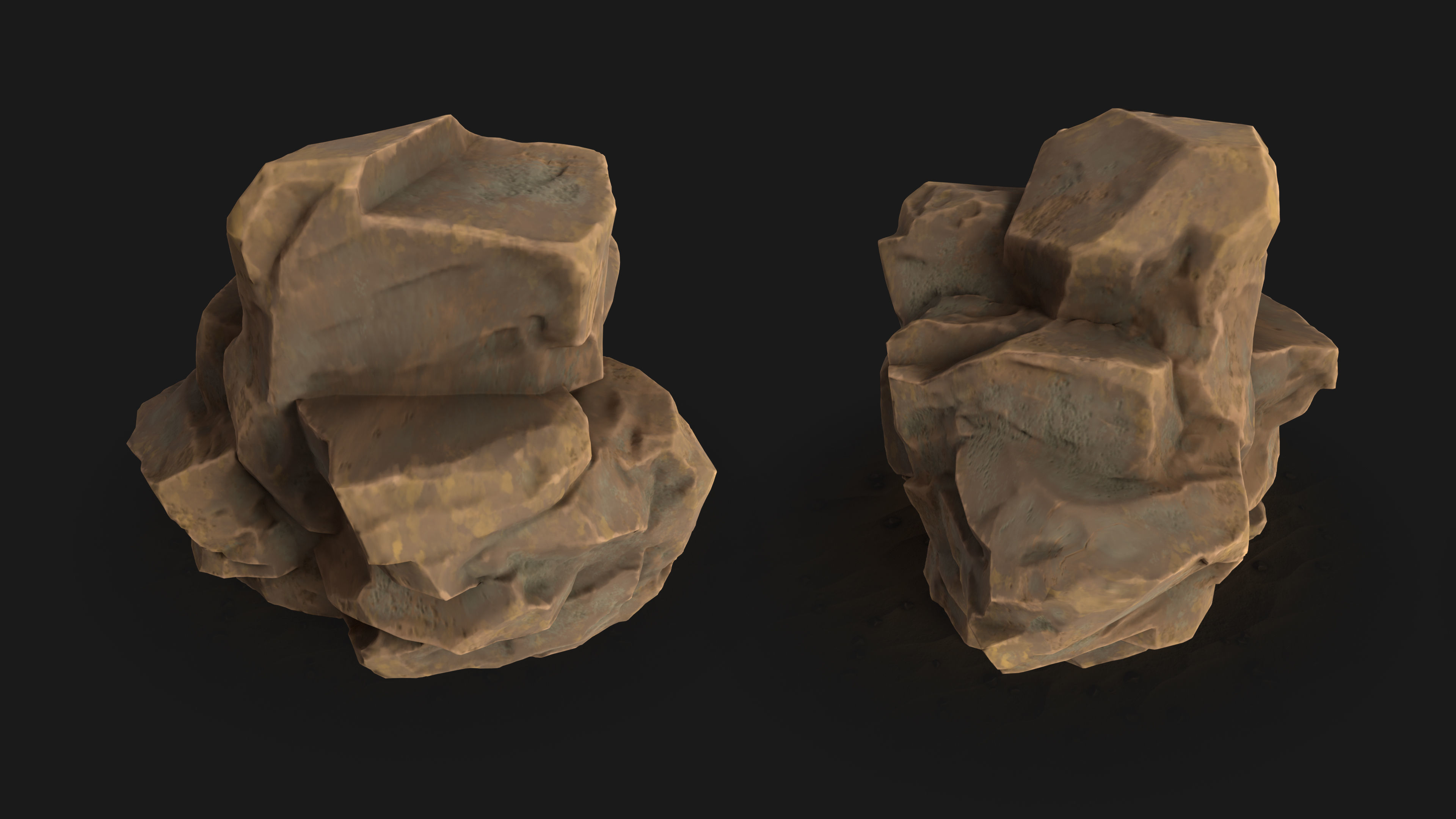 Game ready cliff rock asset Low-poly 3D model_6