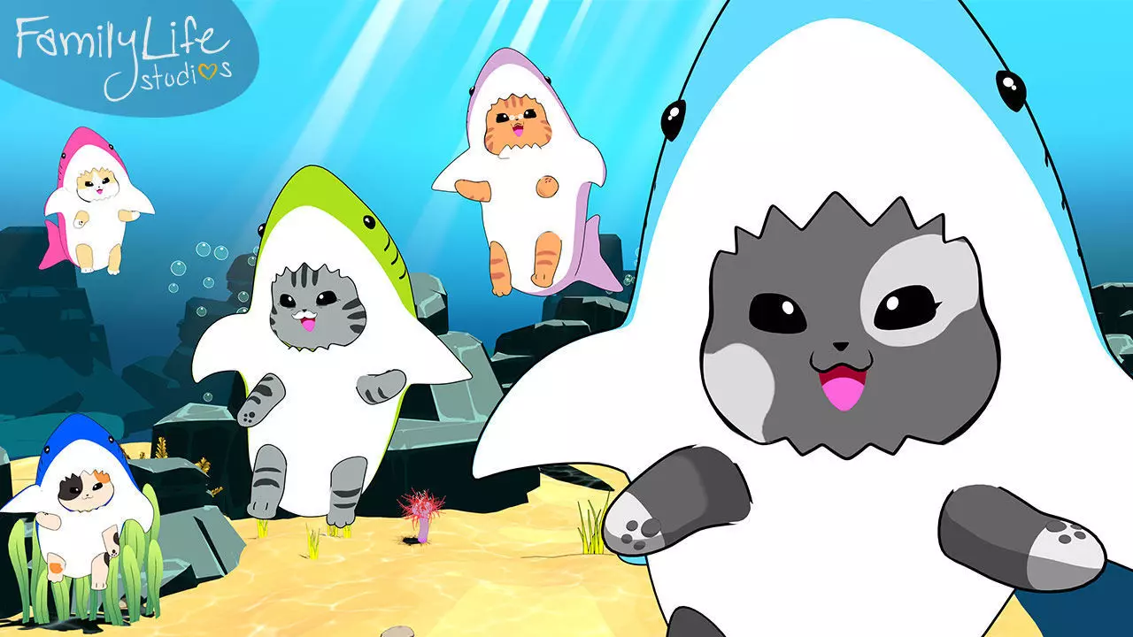 Viral Baby Shark Cats Entire Scenes and Characters Setup 3D model_0