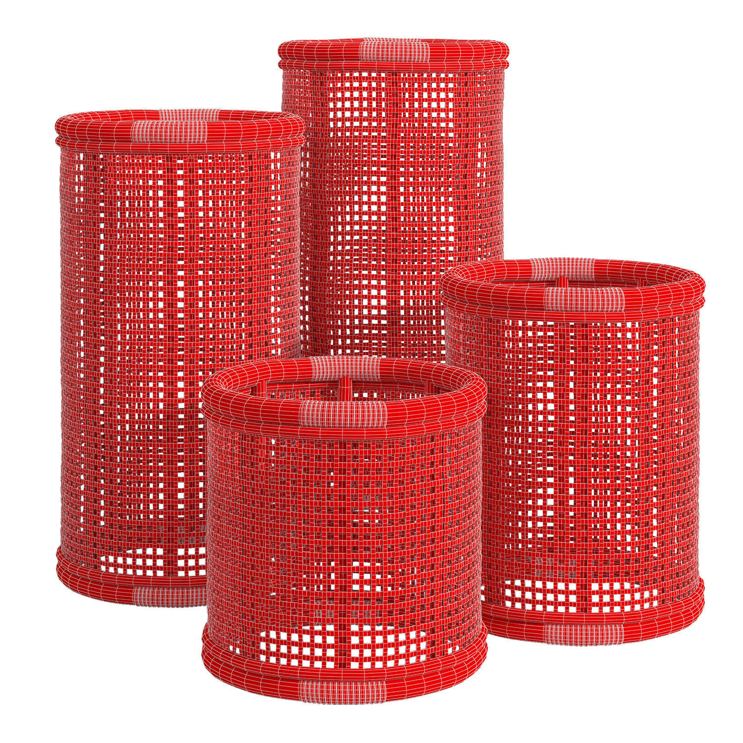 Natural Bamboo Basket Weave Hurricane Candleholder 3D model_2