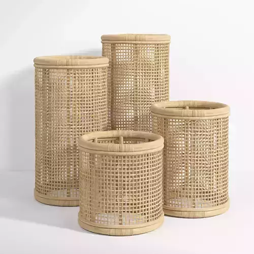 Natural Bamboo Basket Weave Hurricane Candleholder
