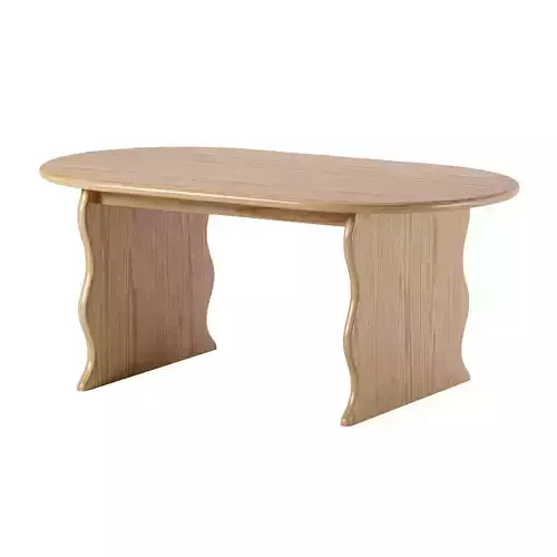 Wave Hardwood Oval Dining Table Free low-poly 3D model