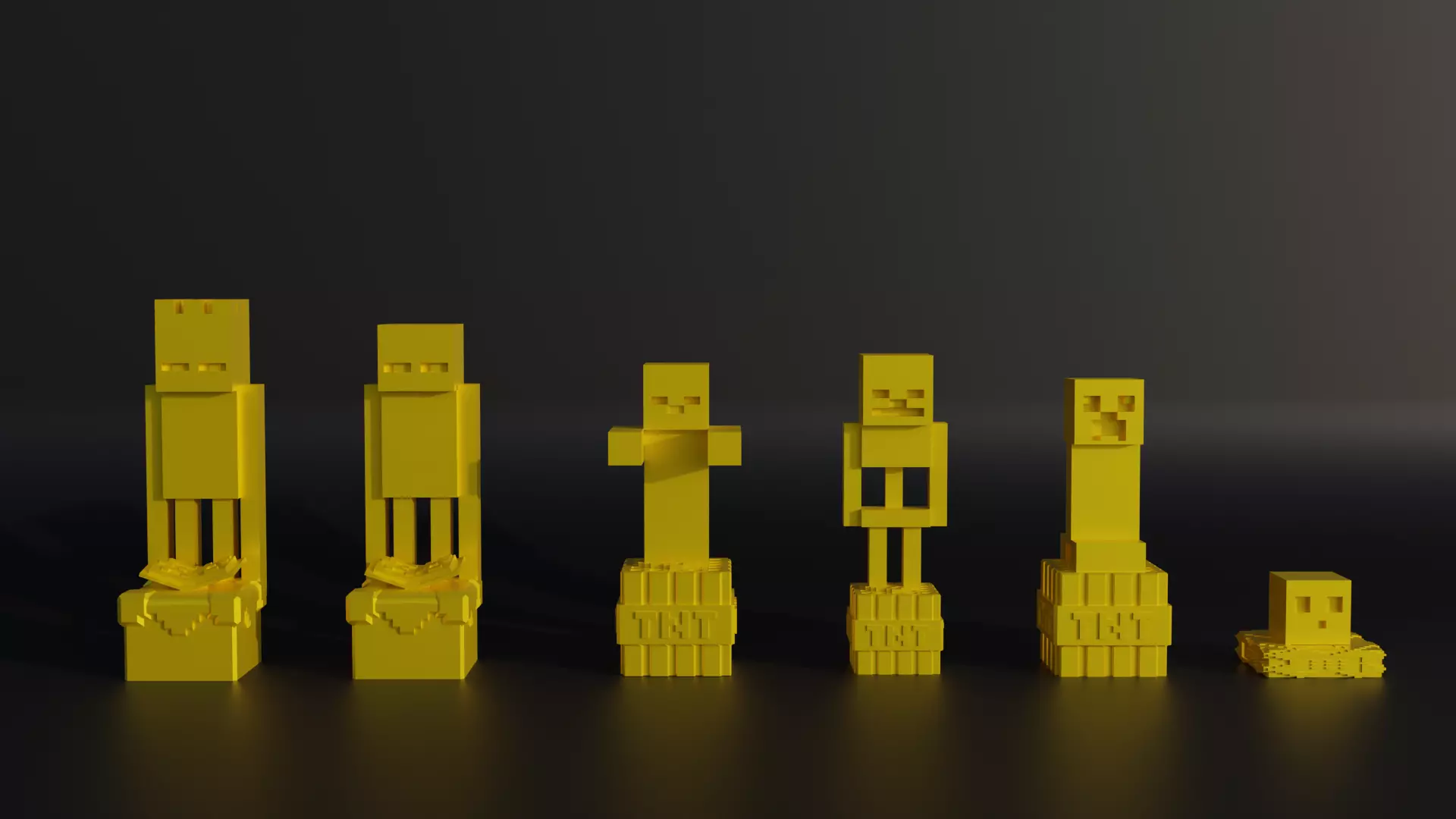 Minecraft Figure Chess Set - 6 Different Minecraft Character 3D print model