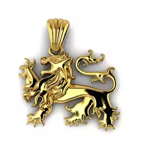 Old Style Scottish Lion Rampant Pendant 3D Model