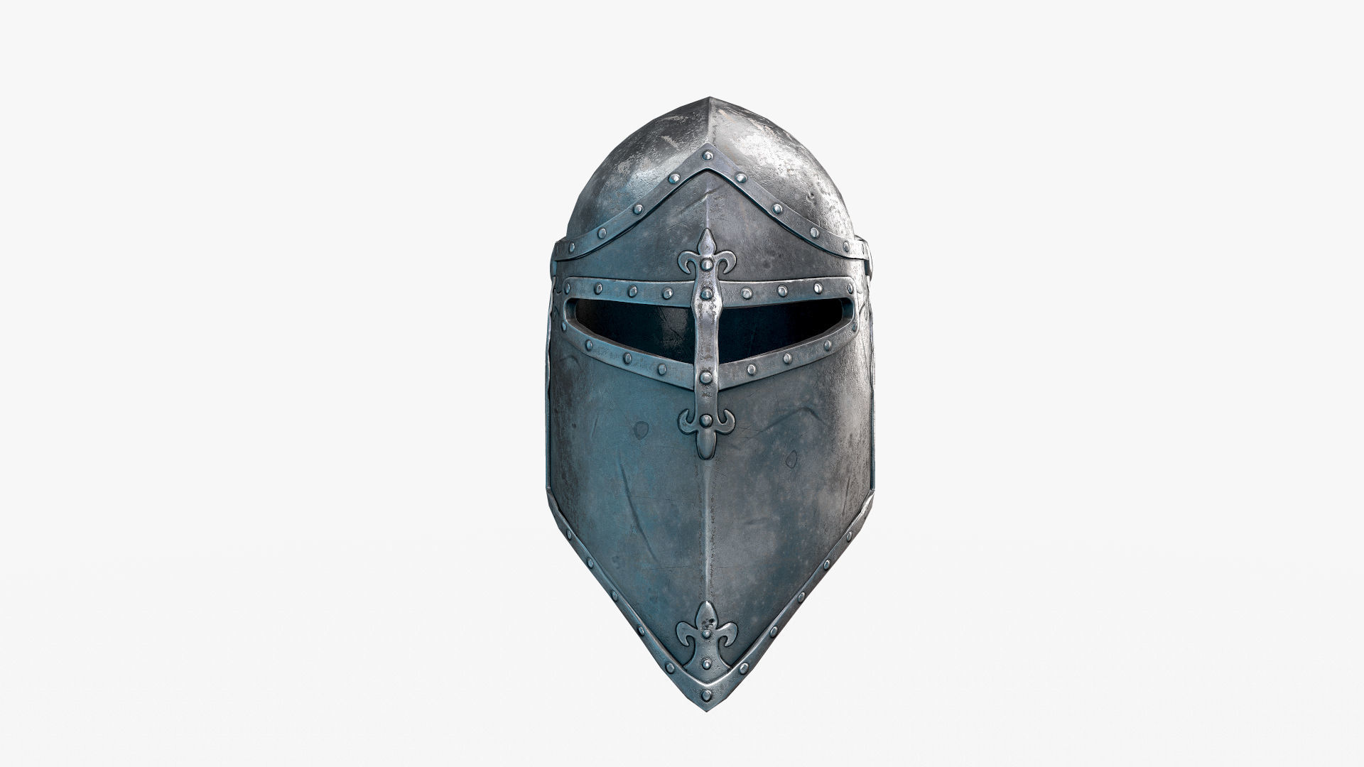 Medieval Knight Helmet Low-poly 3D model_2
