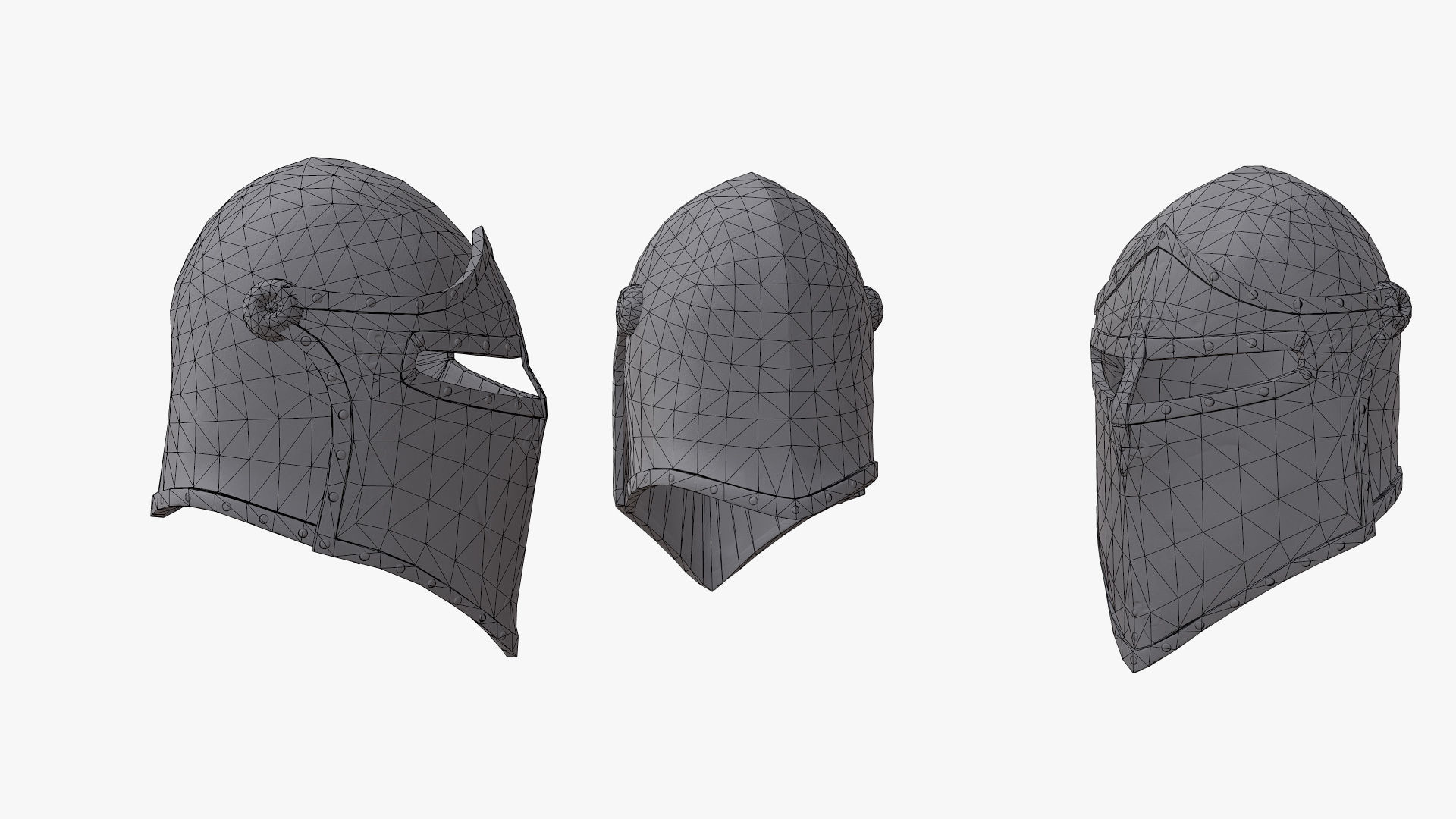 Medieval Knight Helmet Low-poly 3D model_8