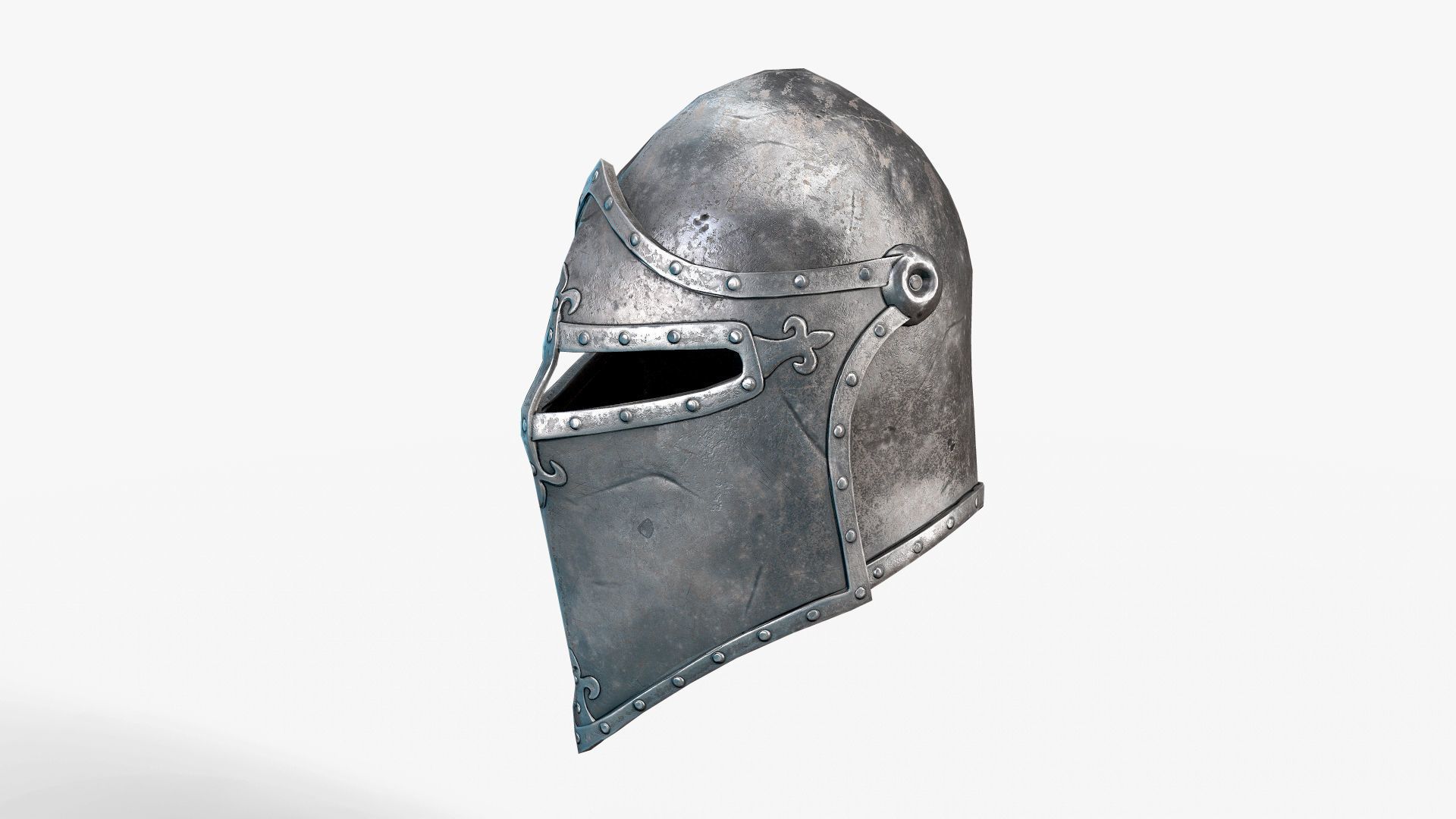 Medieval Knight Helmet Low-poly 3D model_1