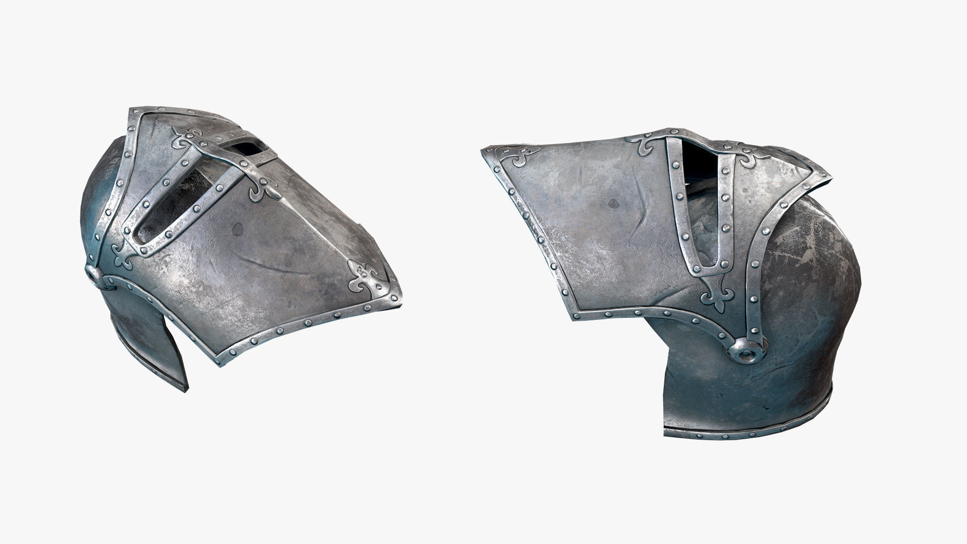 Medieval Knight Helmet Low-poly 3D model_5