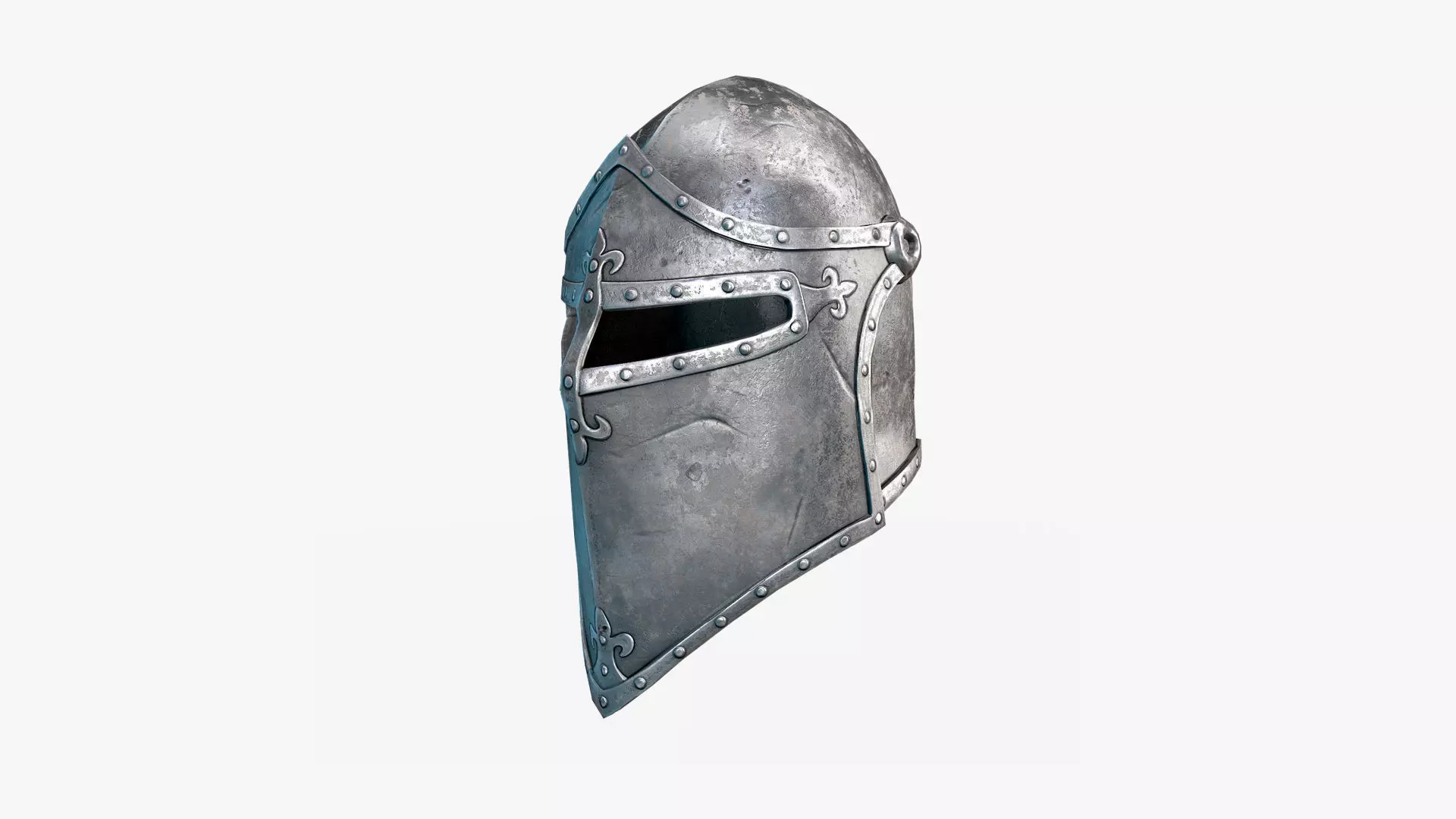 Medieval Knight Helmet Low-poly 3D model_0
