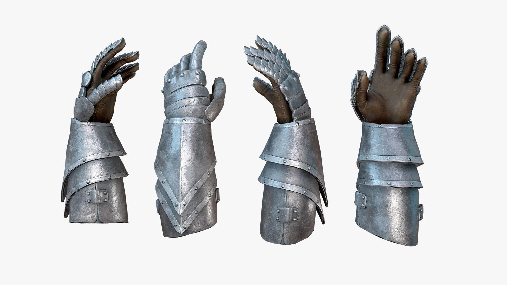 Medieval Knight Glove  Low-poly 3D model_3