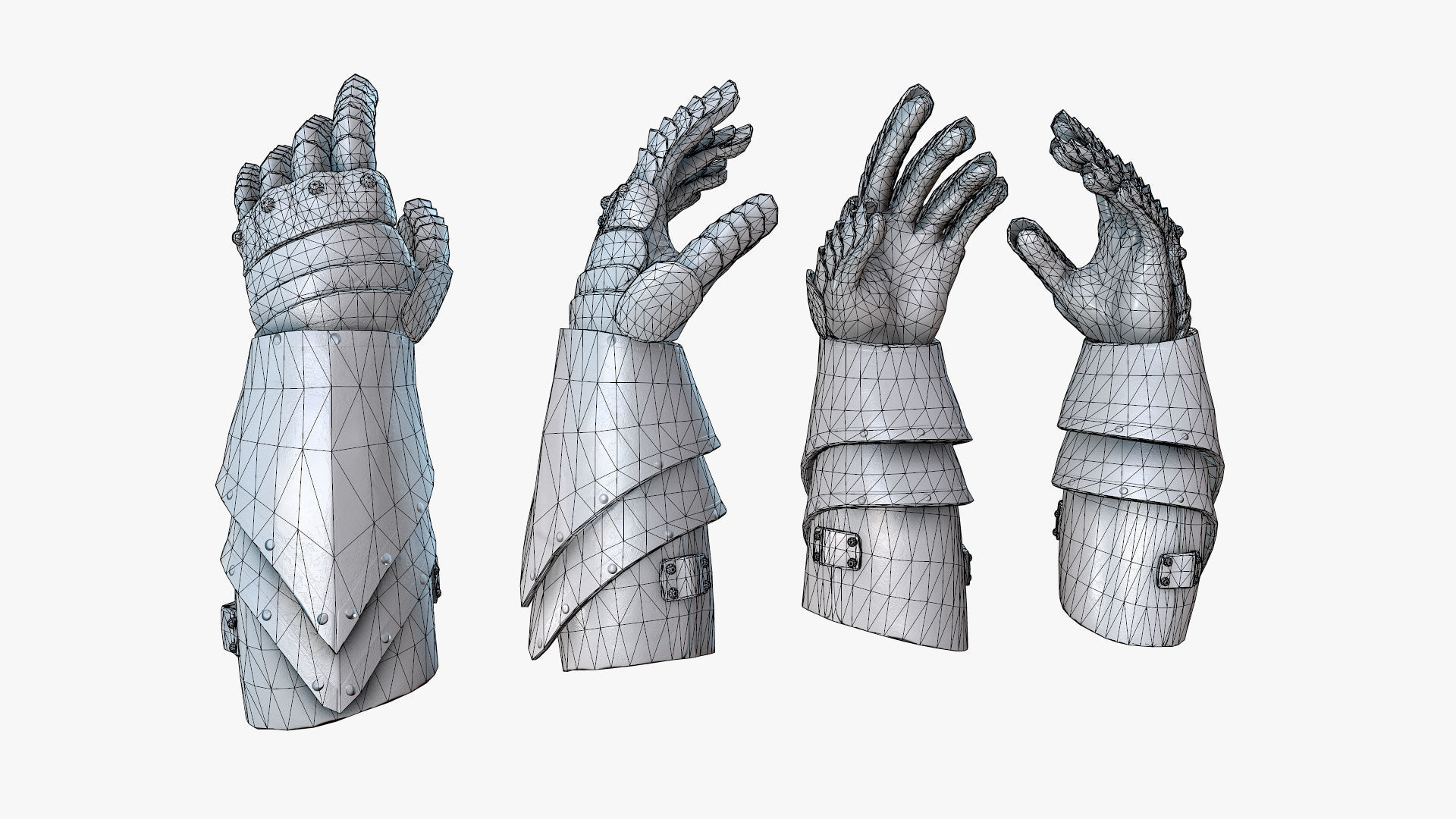 Medieval Knight Glove  Low-poly 3D model_6