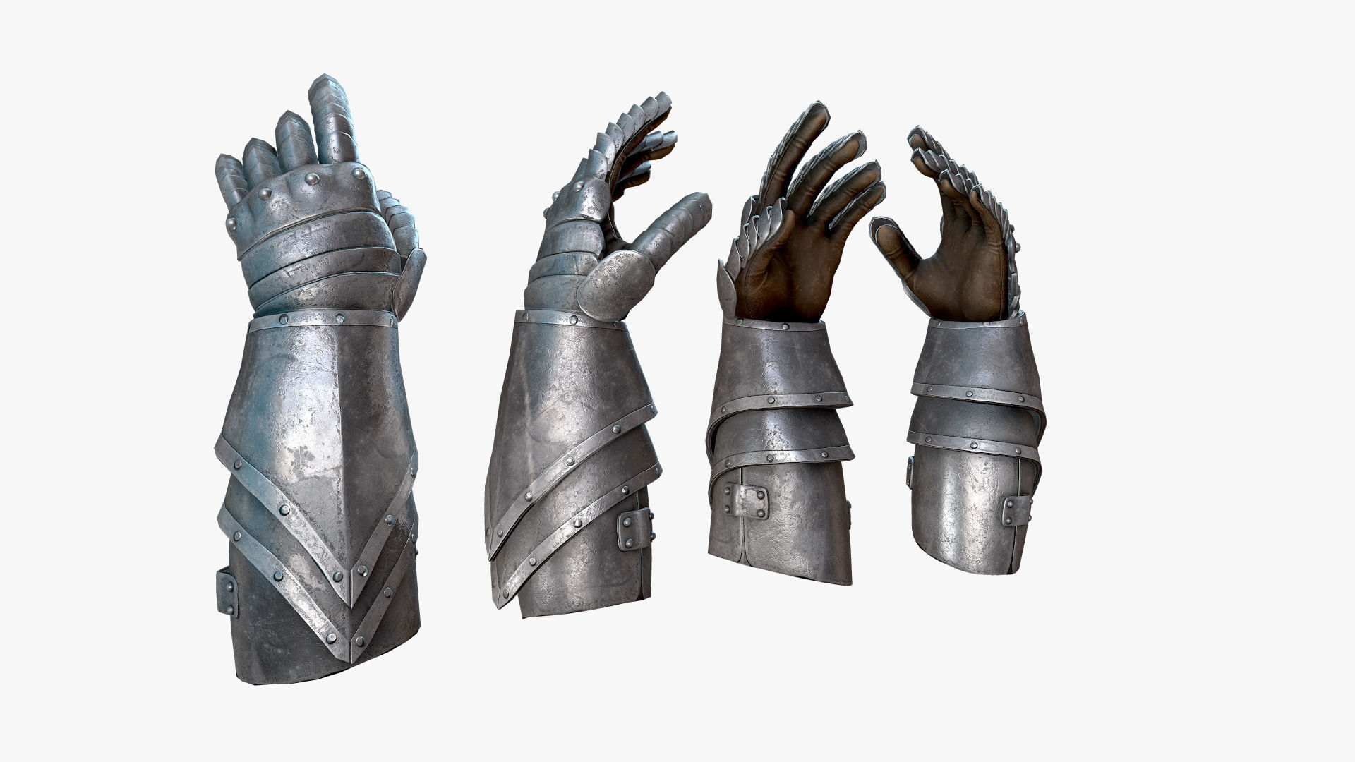 Medieval Knight Glove  Low-poly 3D model_4