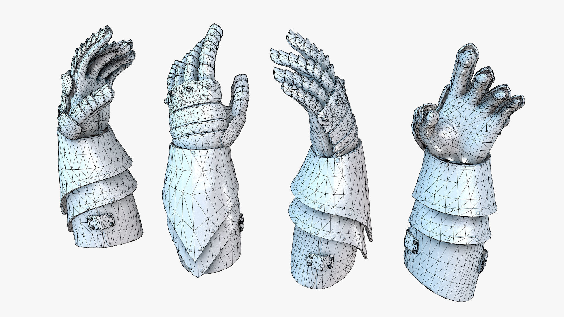 Medieval Knight Glove  Low-poly 3D model_7
