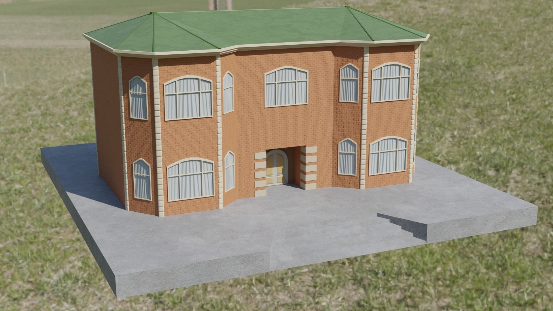 Brick House Low-poly 3D model_13