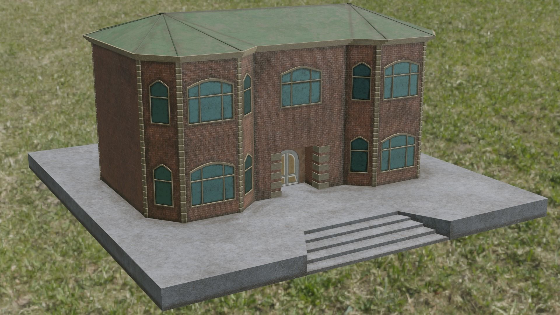 Brick House Low-poly 3D model_8