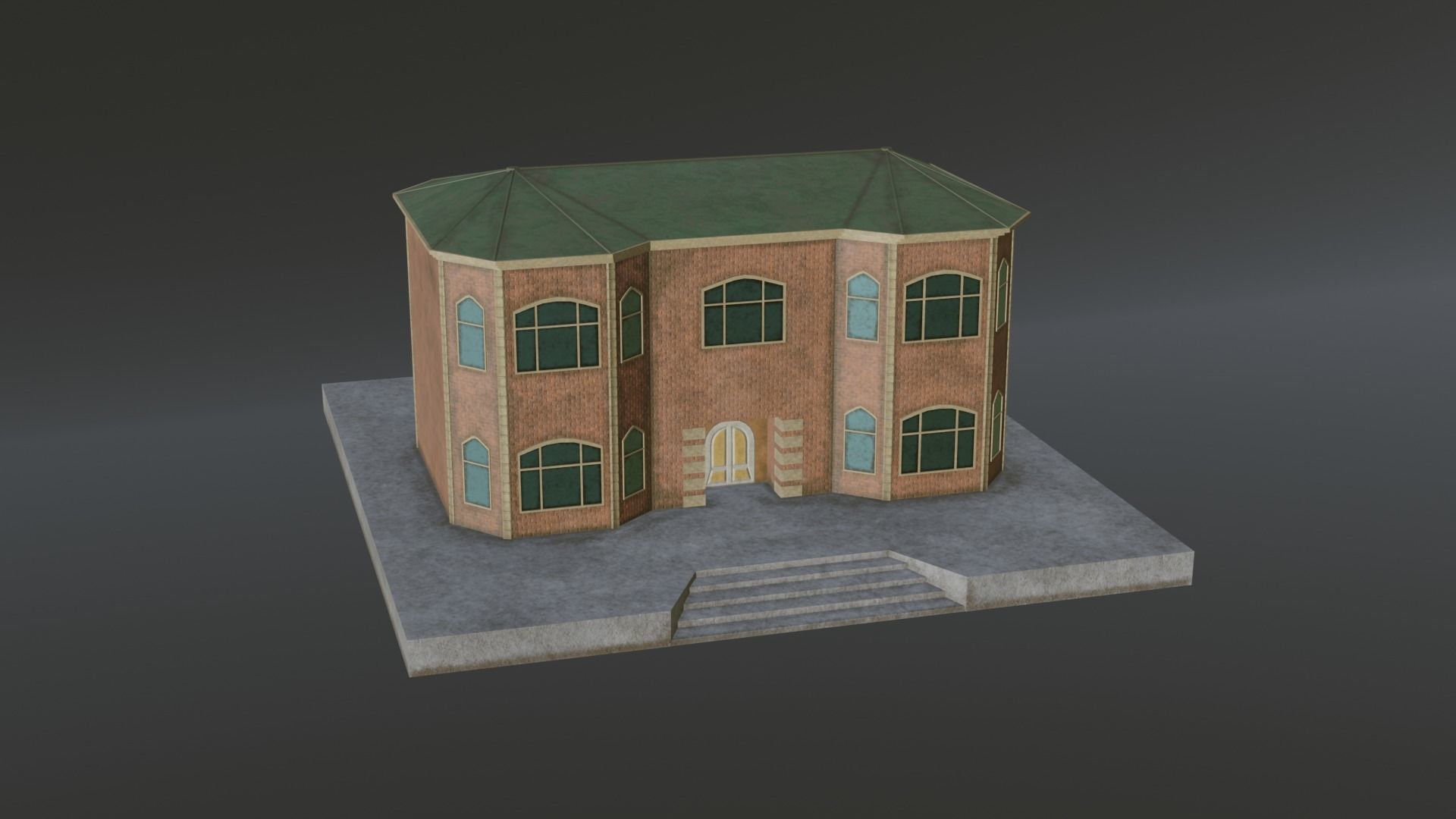 Brick House Low-poly 3D model_2