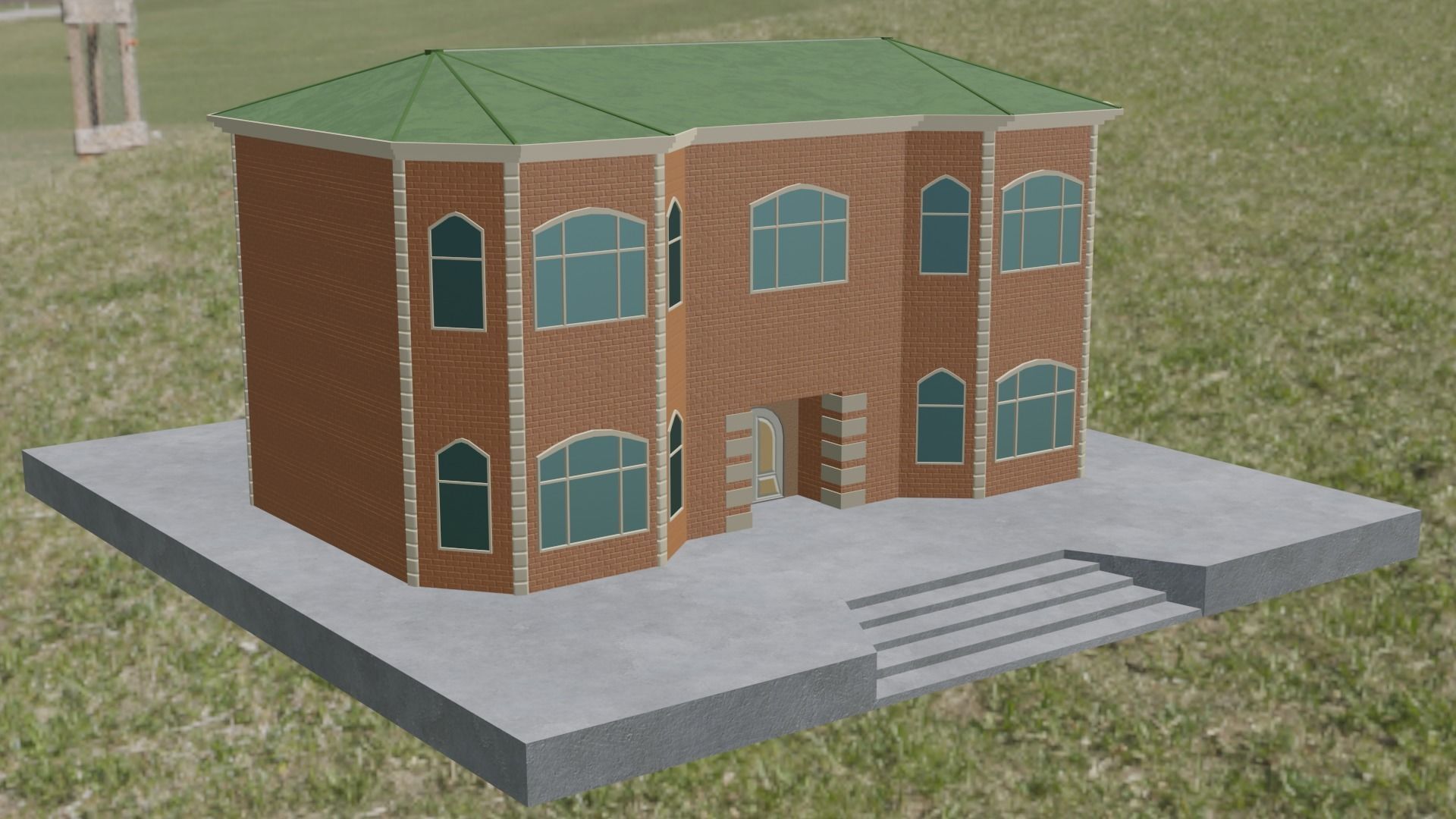 Brick House Low-poly 3D model_11