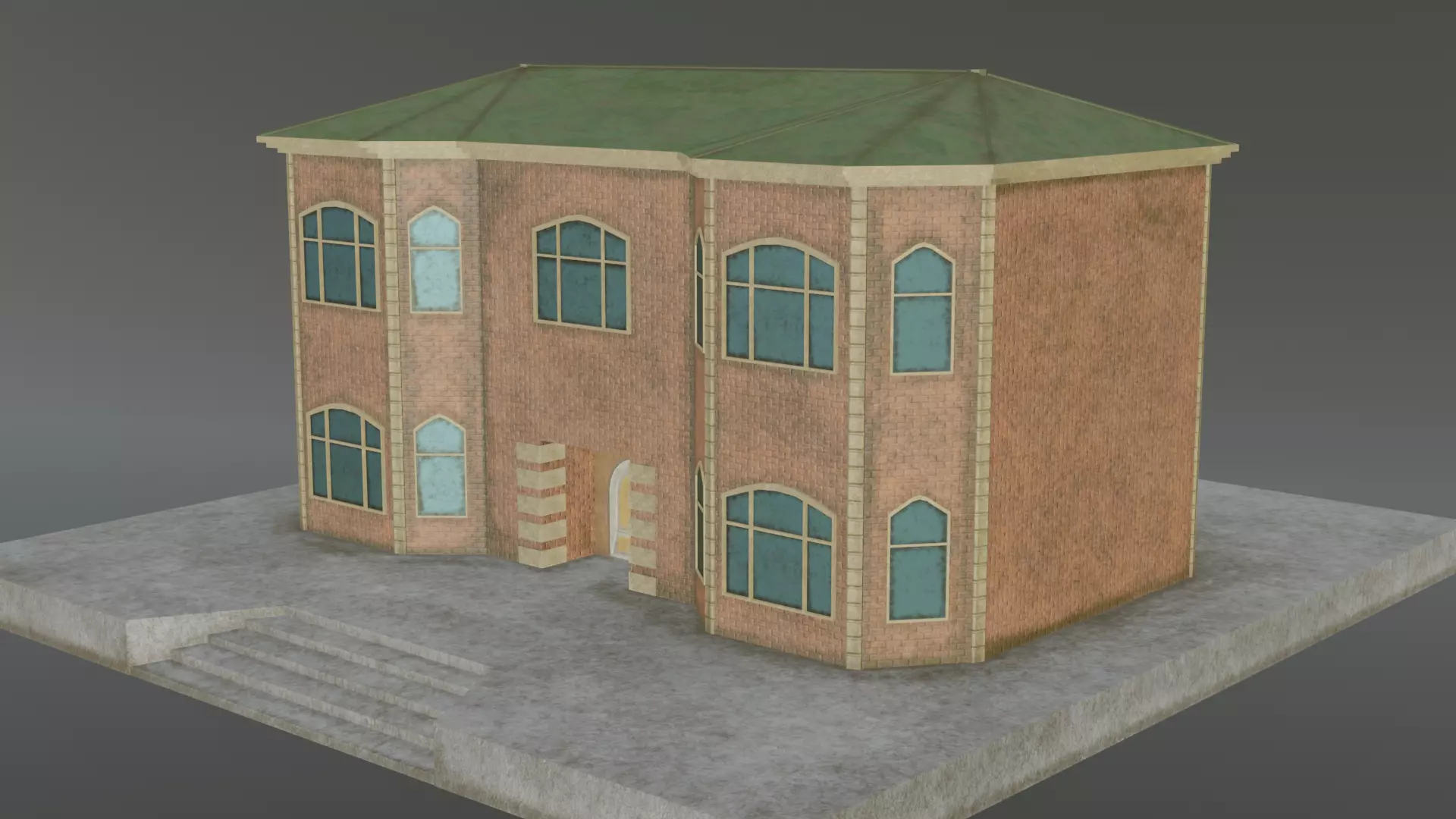 Brick House Low-poly 3D model_0