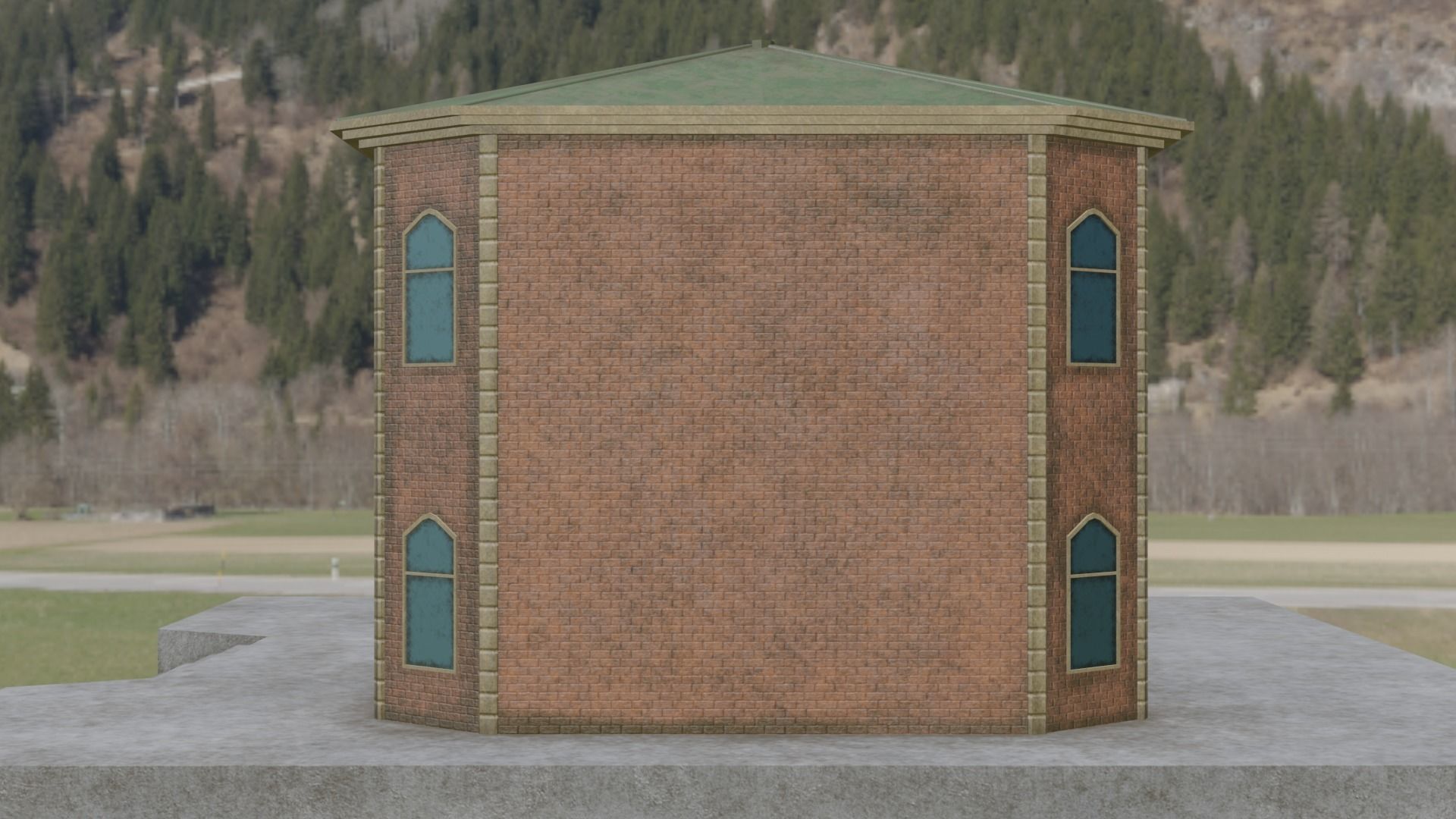 Brick House Low-poly 3D model_7