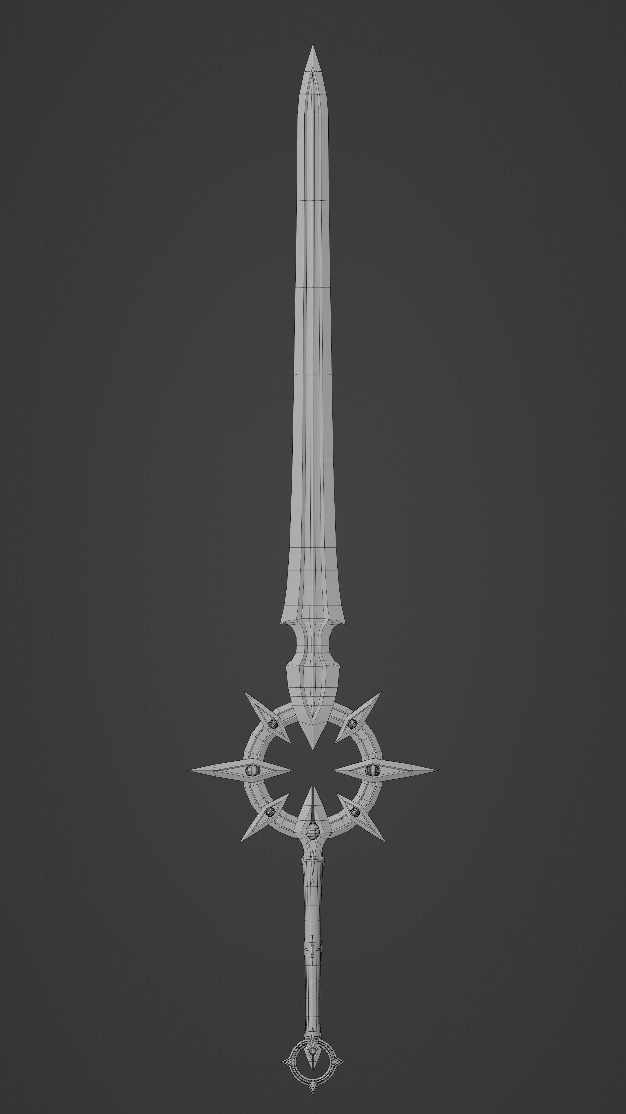 Fantasy PBR weapon game ready Low-poly 3D model_6