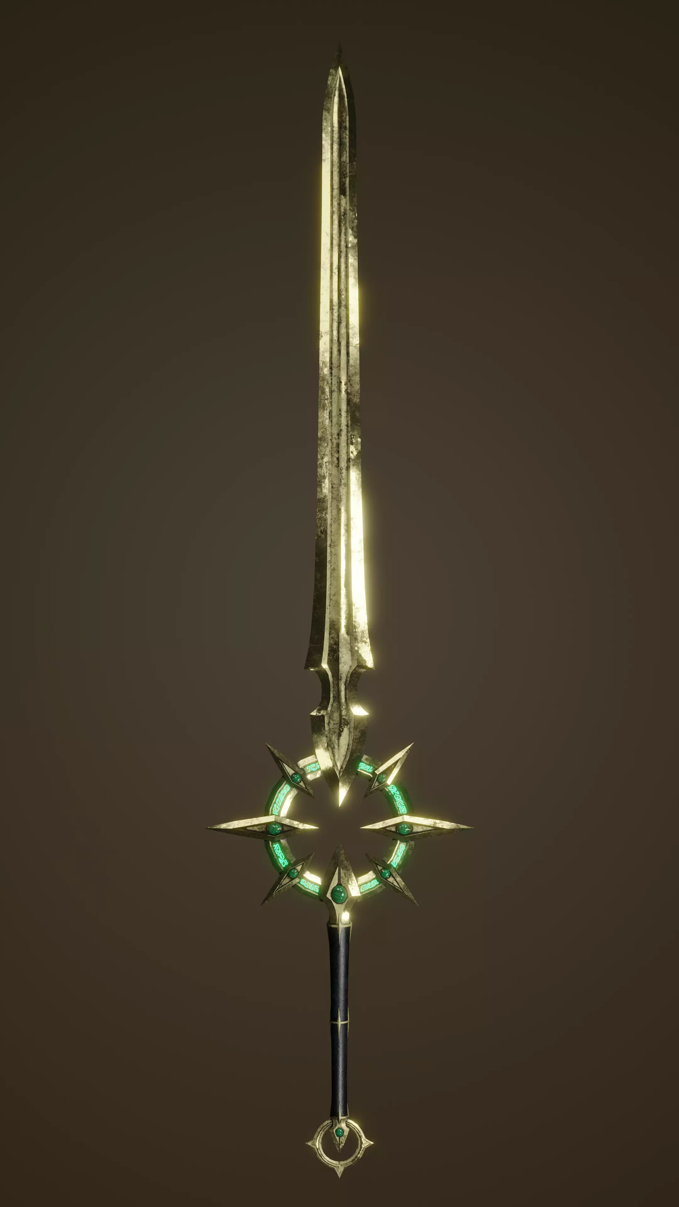 Fantasy PBR weapon game ready Low-poly 3D model_0