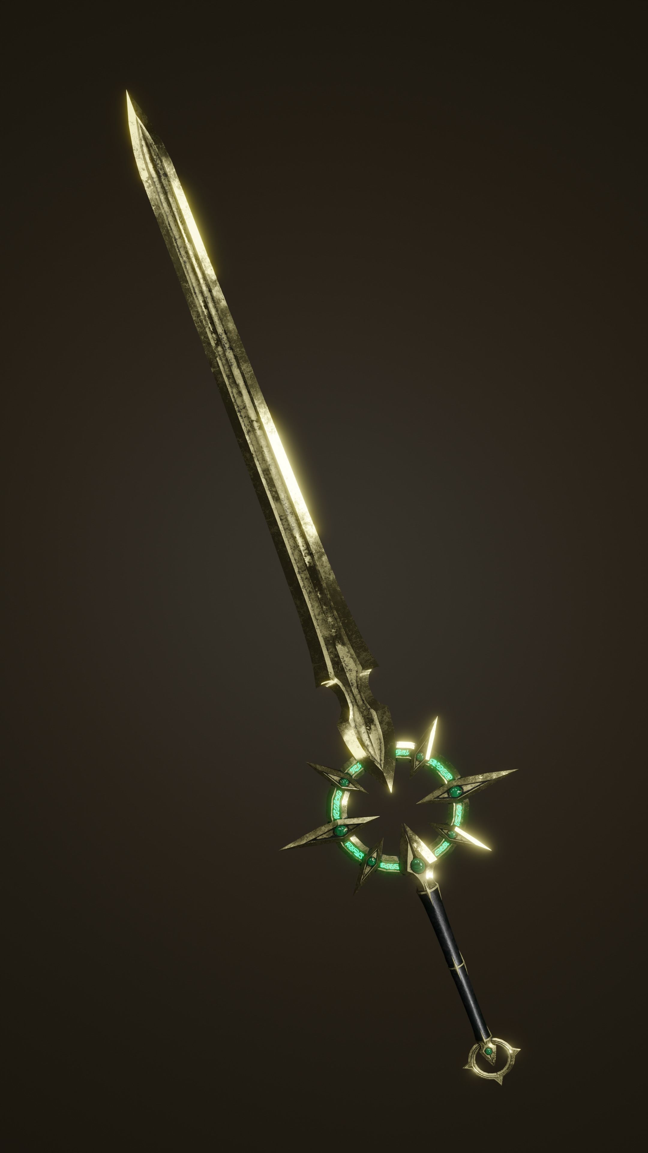 Fantasy PBR weapon game ready Low-poly 3D model_2