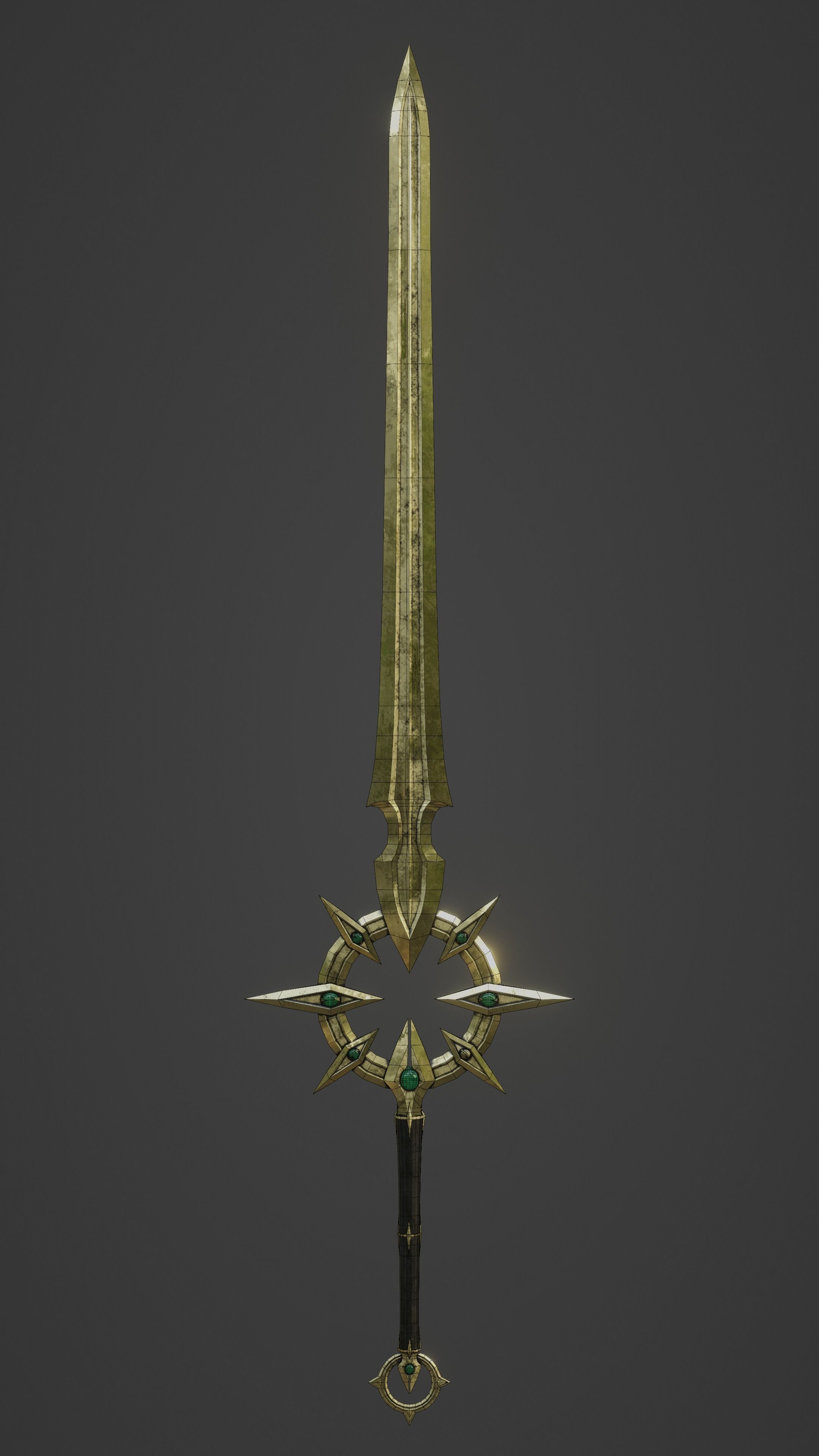 Fantasy PBR weapon game ready Low-poly 3D model_8
