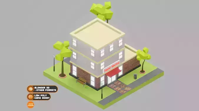 Supermarket Low Poly Diorama 001