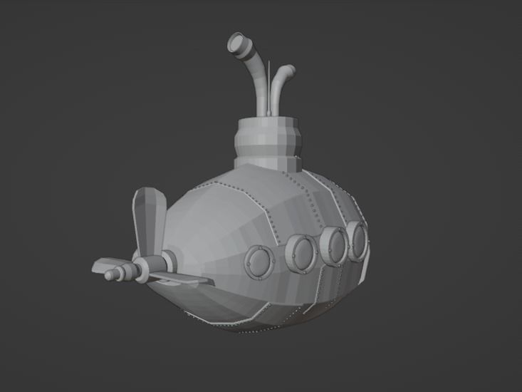 Submarine 001 Low Poly Low-poly 3D model_5