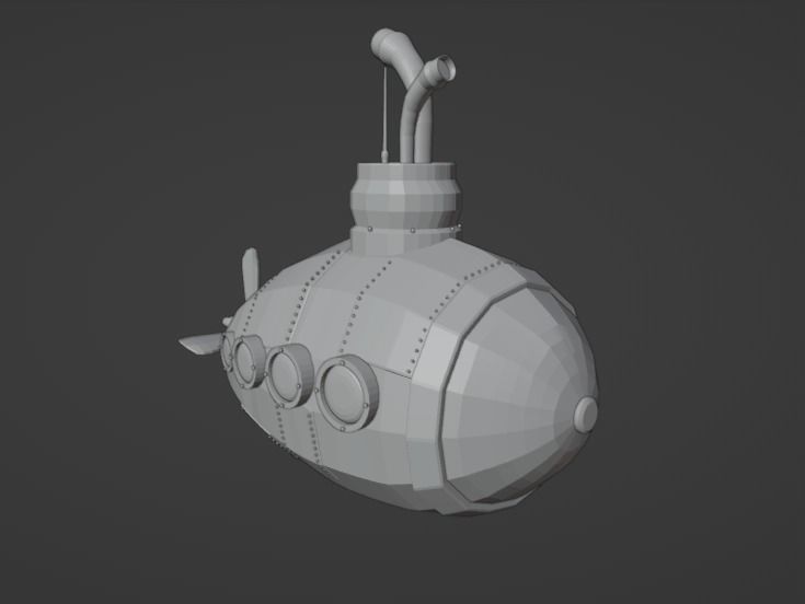 Submarine 001 Low Poly Low-poly 3D model_3