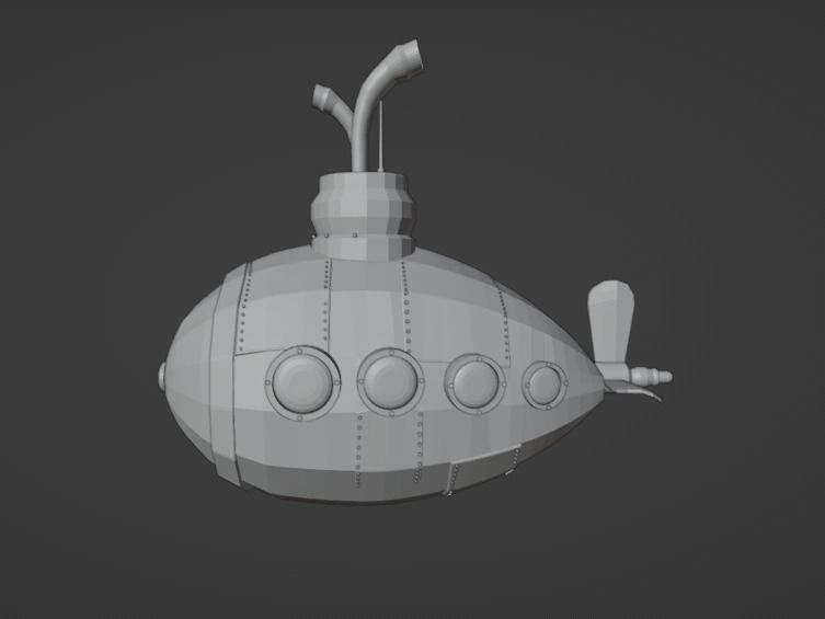 Submarine 001 Low Poly Low-poly 3D model_2