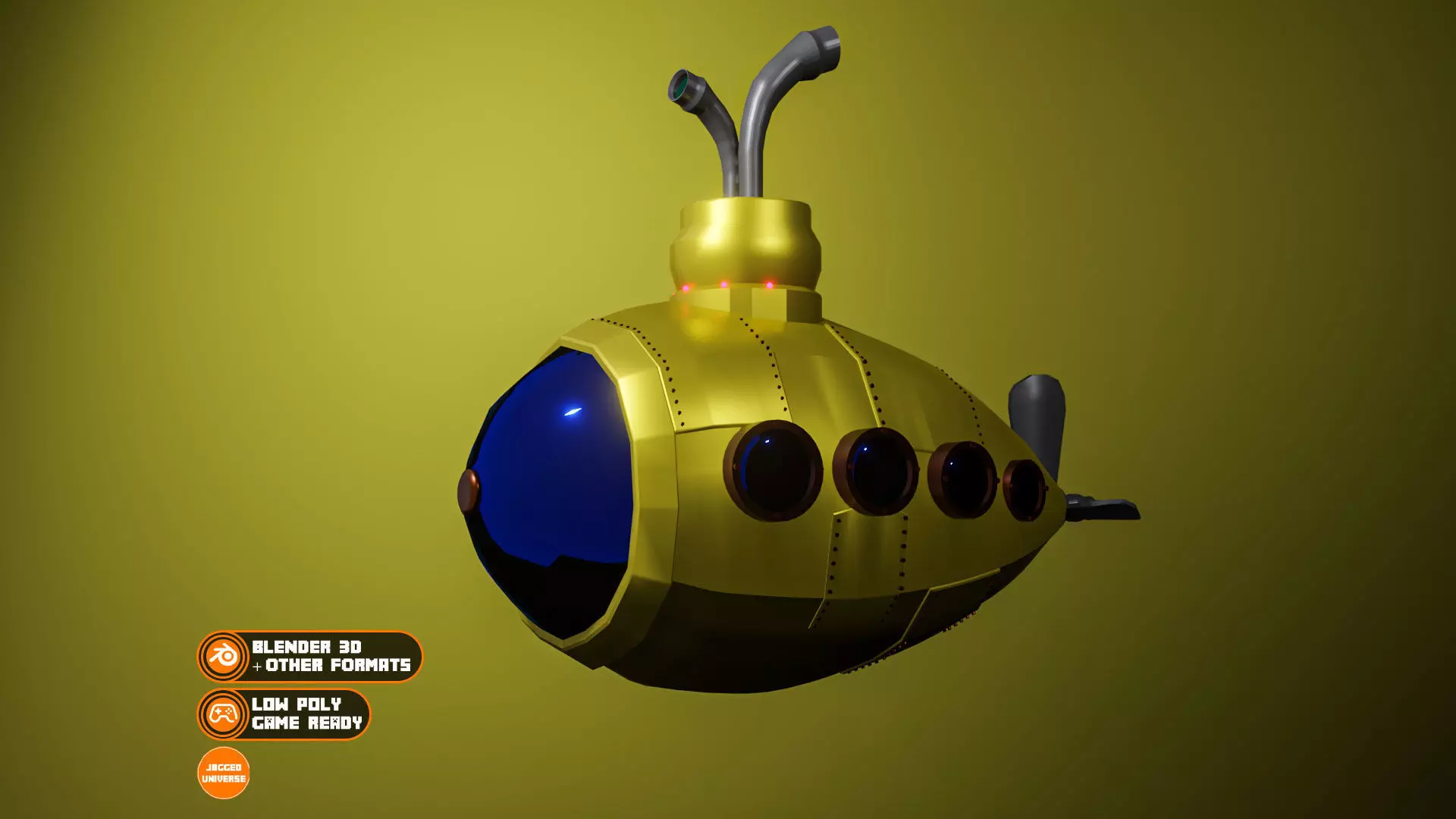Submarine 001 Low Poly Low-poly 3D model_0