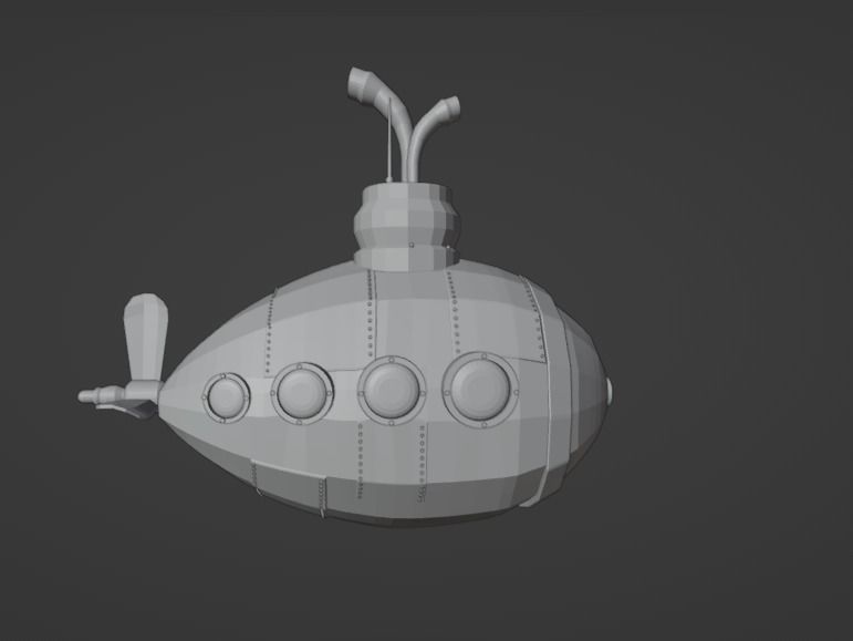 Submarine 001 Low Poly Low-poly 3D model_4