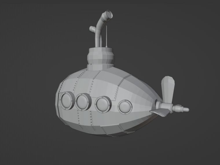 Submarine 001 Low Poly Low-poly 3D model_7