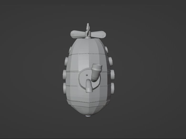 Submarine 001 Low Poly Low-poly 3D model_9