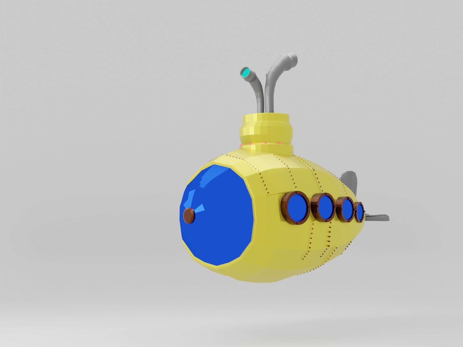 Submarine 001 Low Poly Low-poly 3D model_1