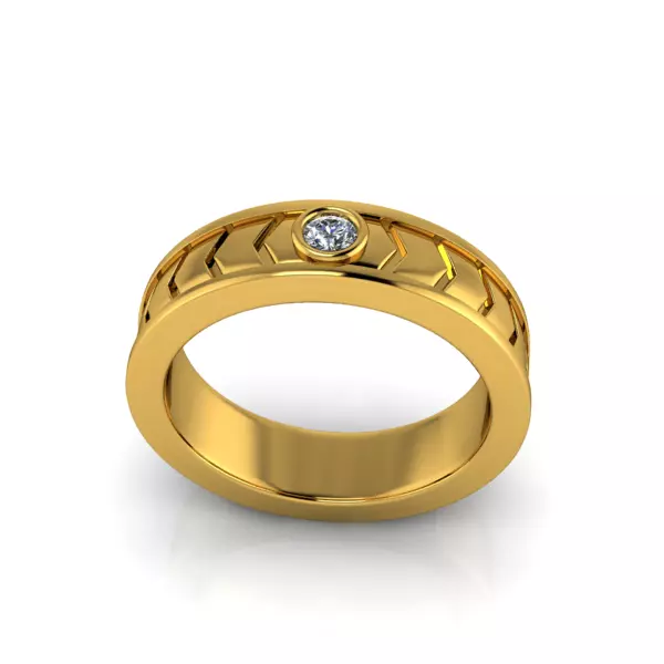 Contemporary Mens Wedding Band Ring Single Stone USA SiZe 10 3D print model