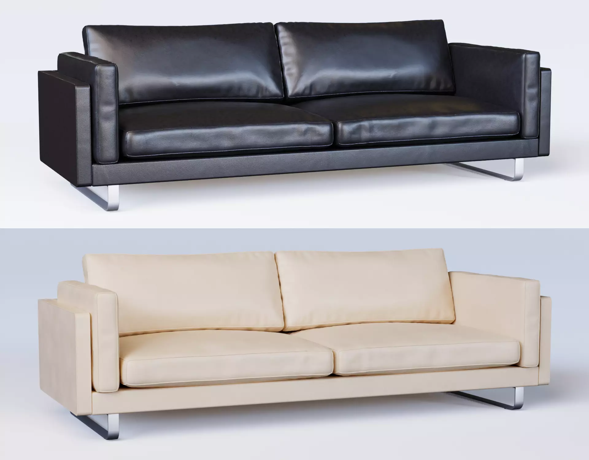 Modern Leather Sofa 3D model_0