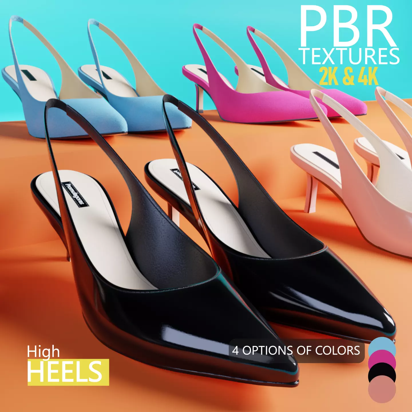 Footwear High heels Low-poly 3D model_0
