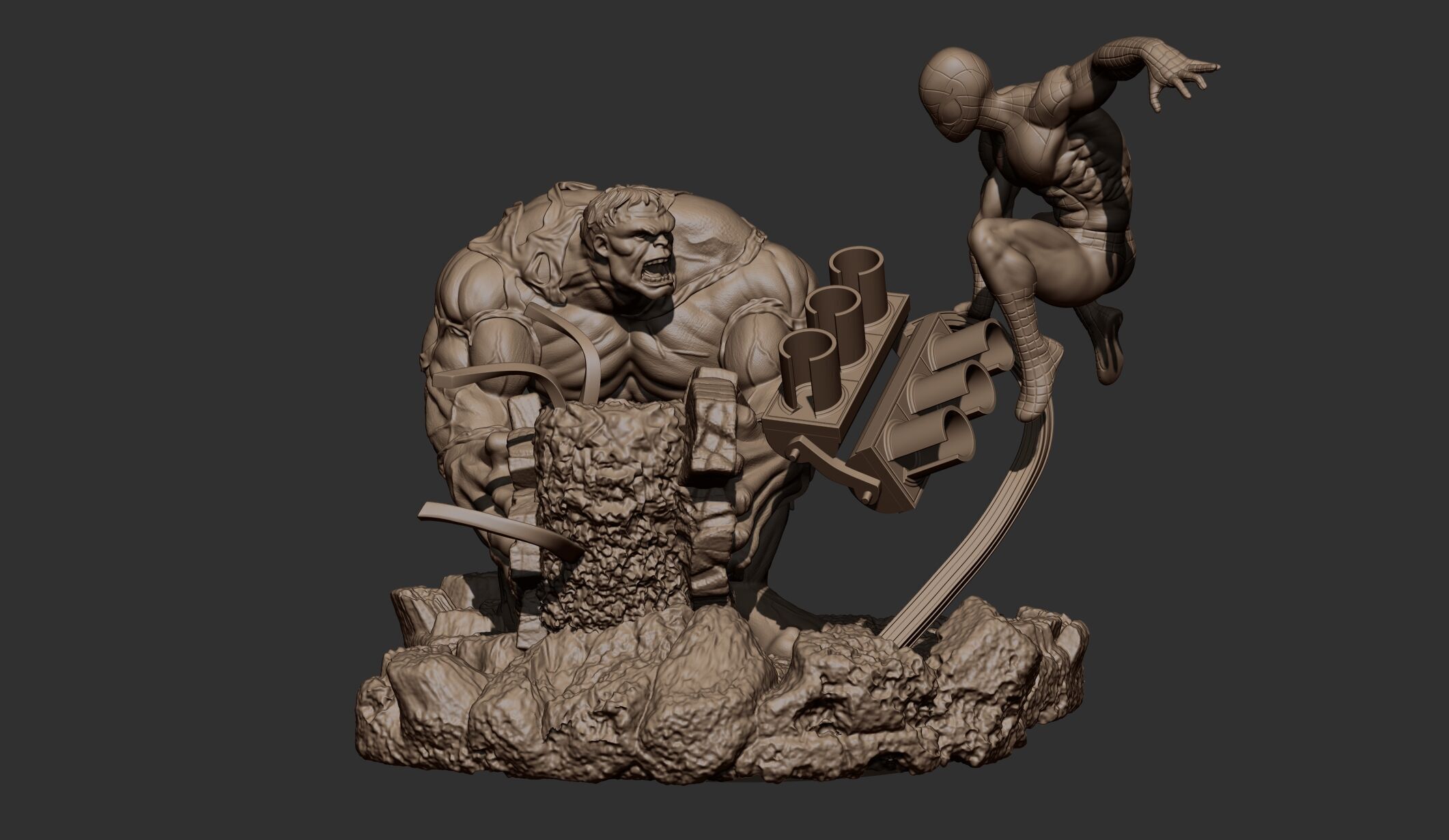 hulk and spiderman war 3D print model_9