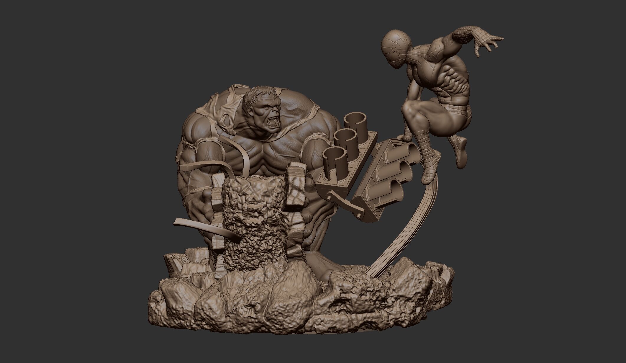 hulk and spiderman war 3D print model_10