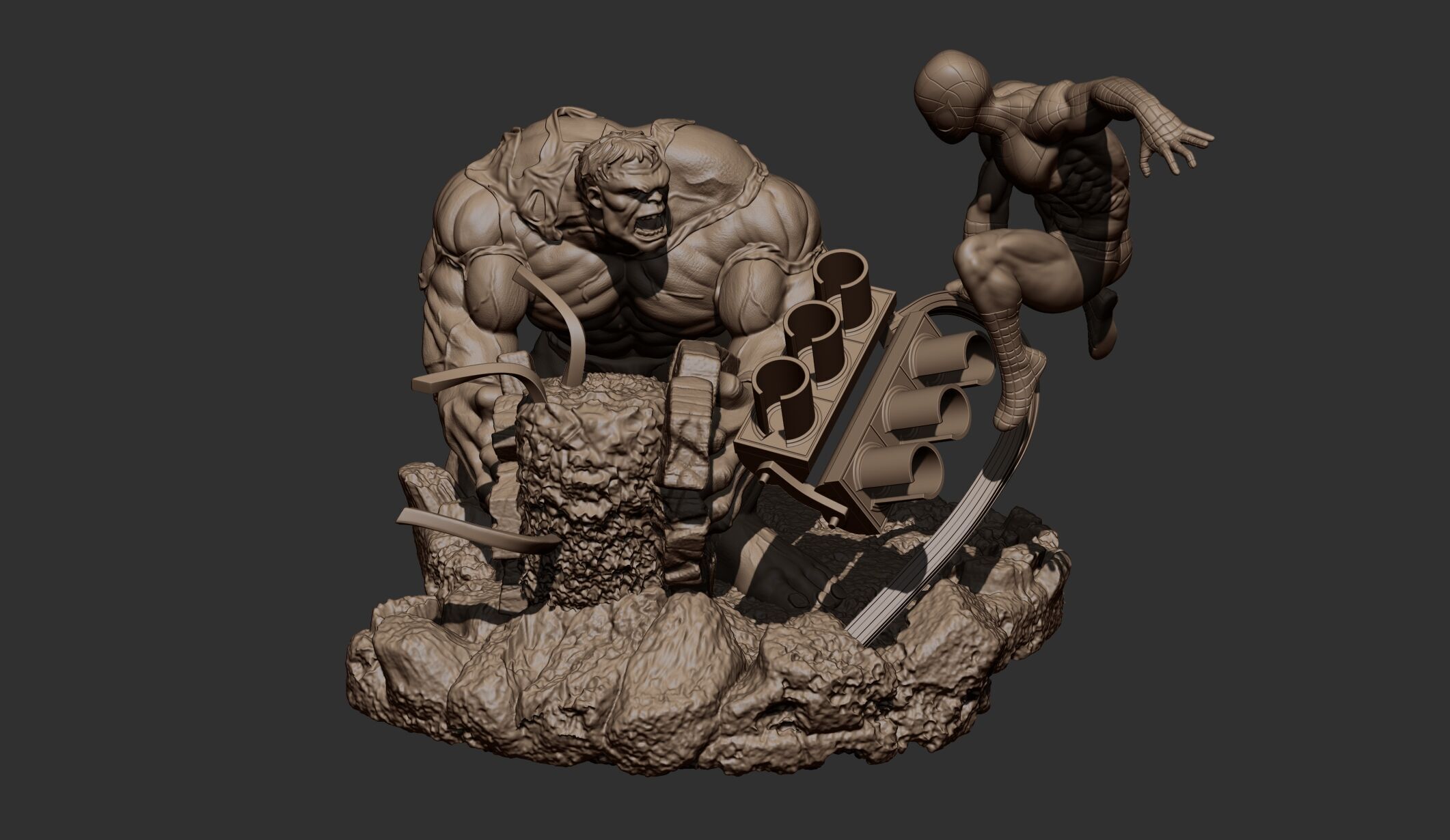 hulk and spiderman war 3D print model_11
