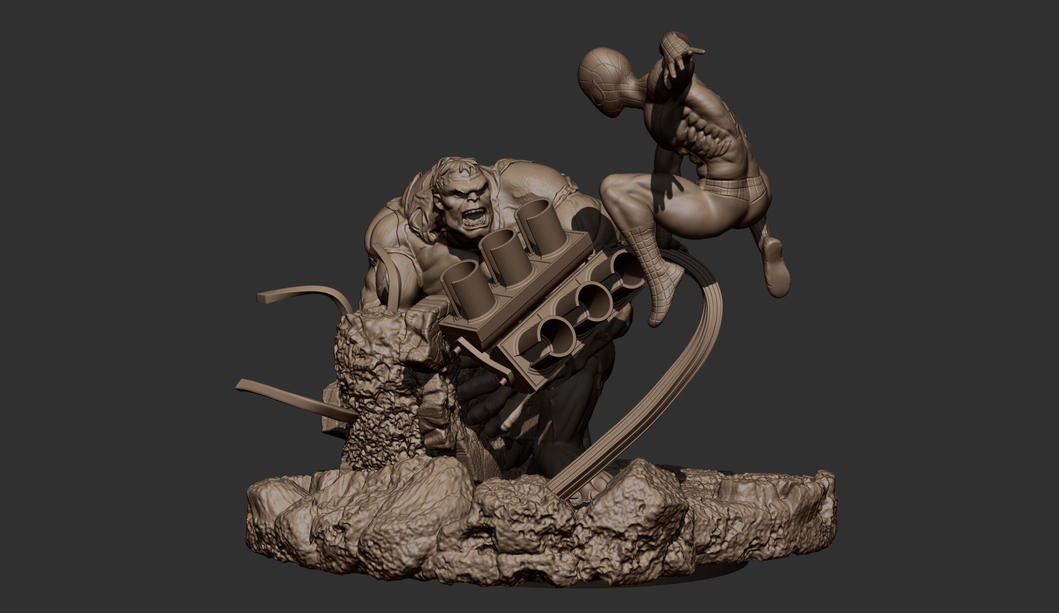 hulk and spiderman war 3D print model_12