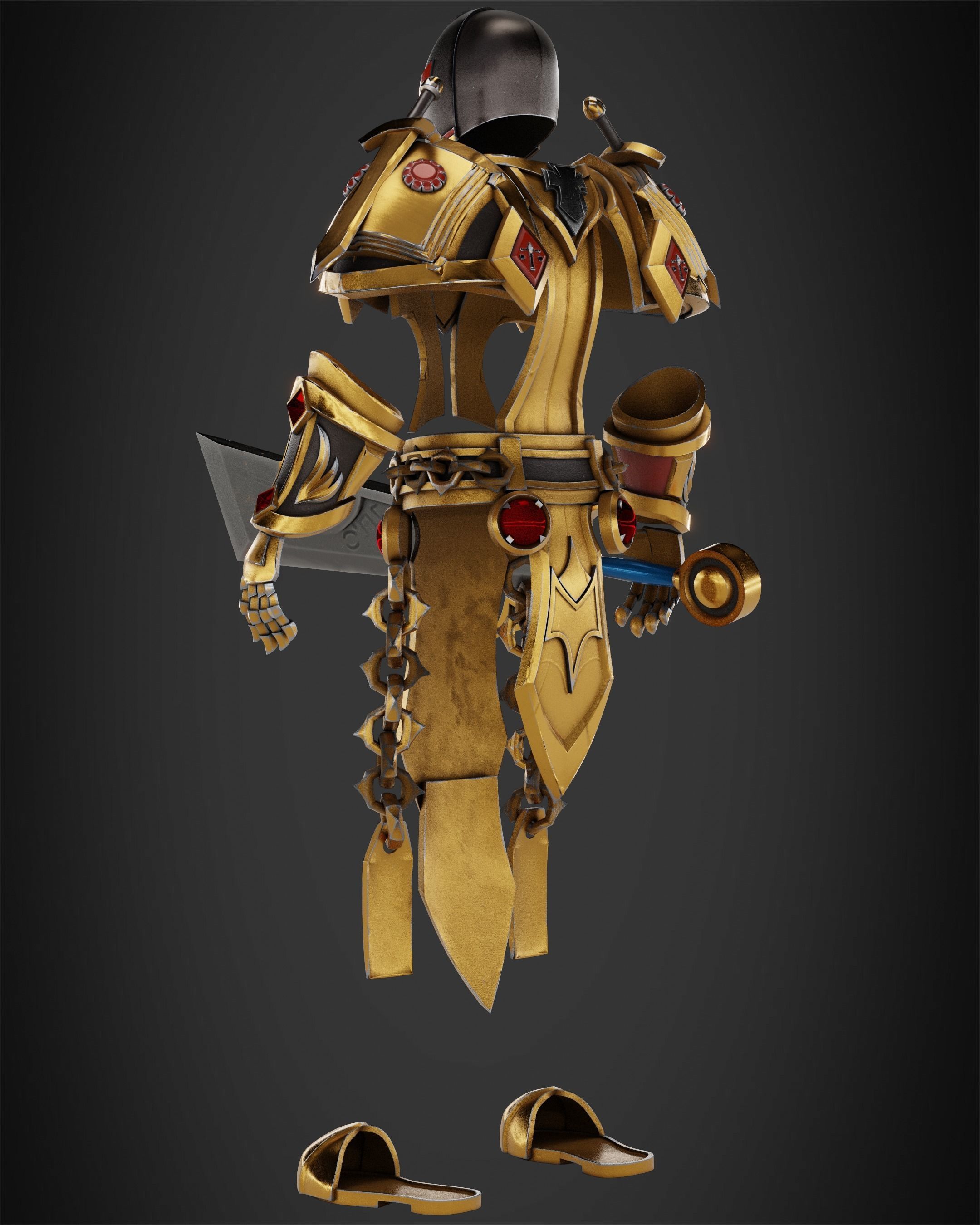 World of Warcraft Paladin Judgment Armor and Sword for Cosplay 3D Model Collection_12